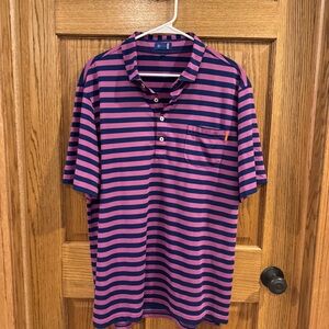 Stitch Golf Pink Navy Stripe Performance Polo Shirt Mens Large